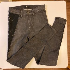 7 For All Mankind Black Cutout Stretch Jeans